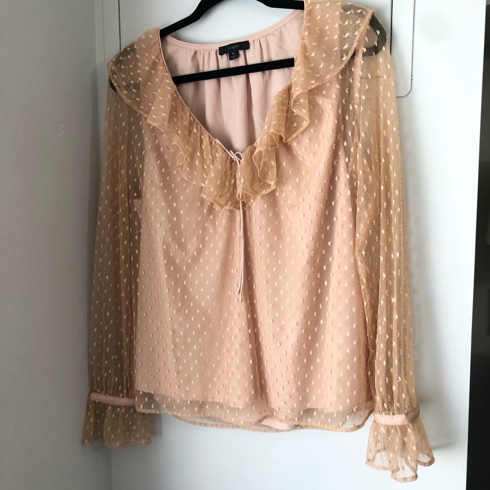 J.Crew Tulle Swiss Dot Ruffle Blouse 🪷
